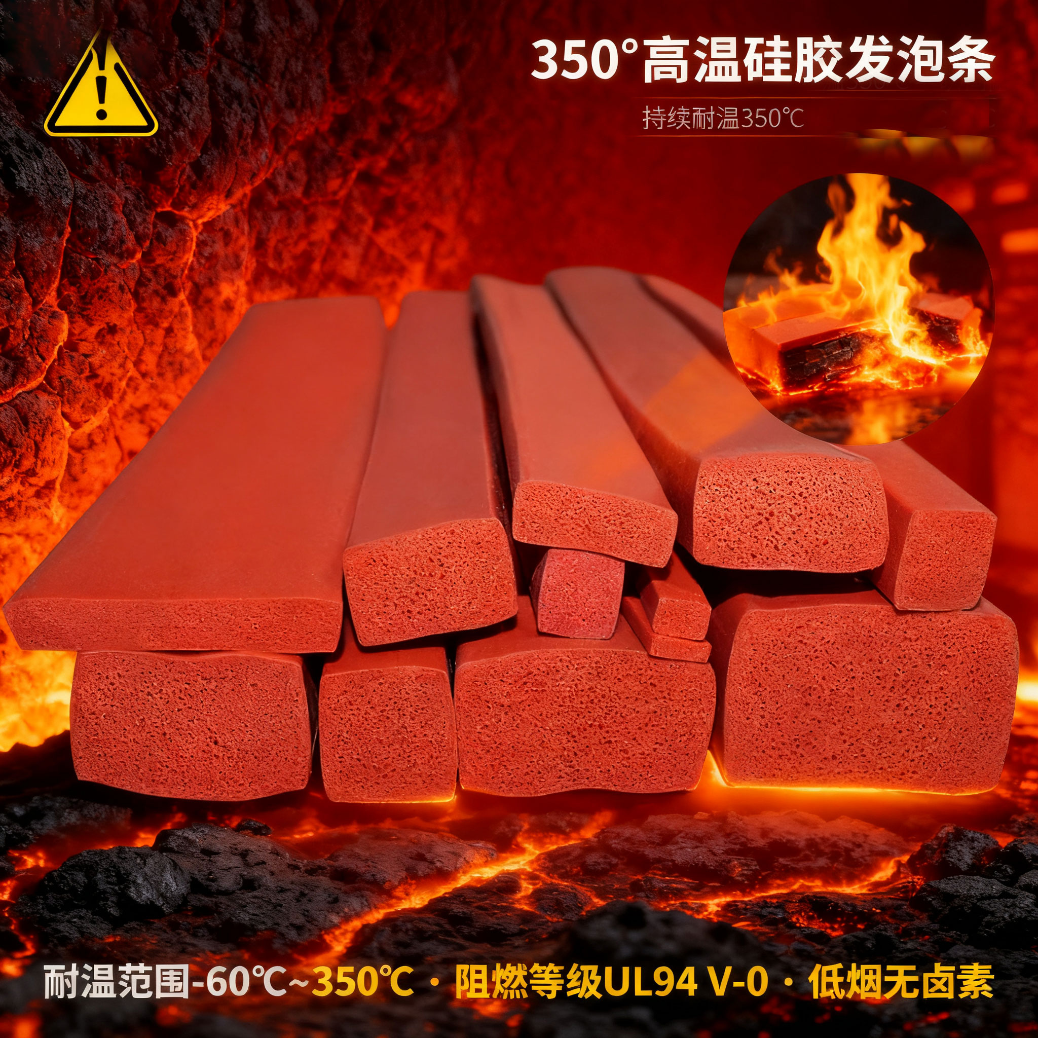 350°高溫矽膠發泡條