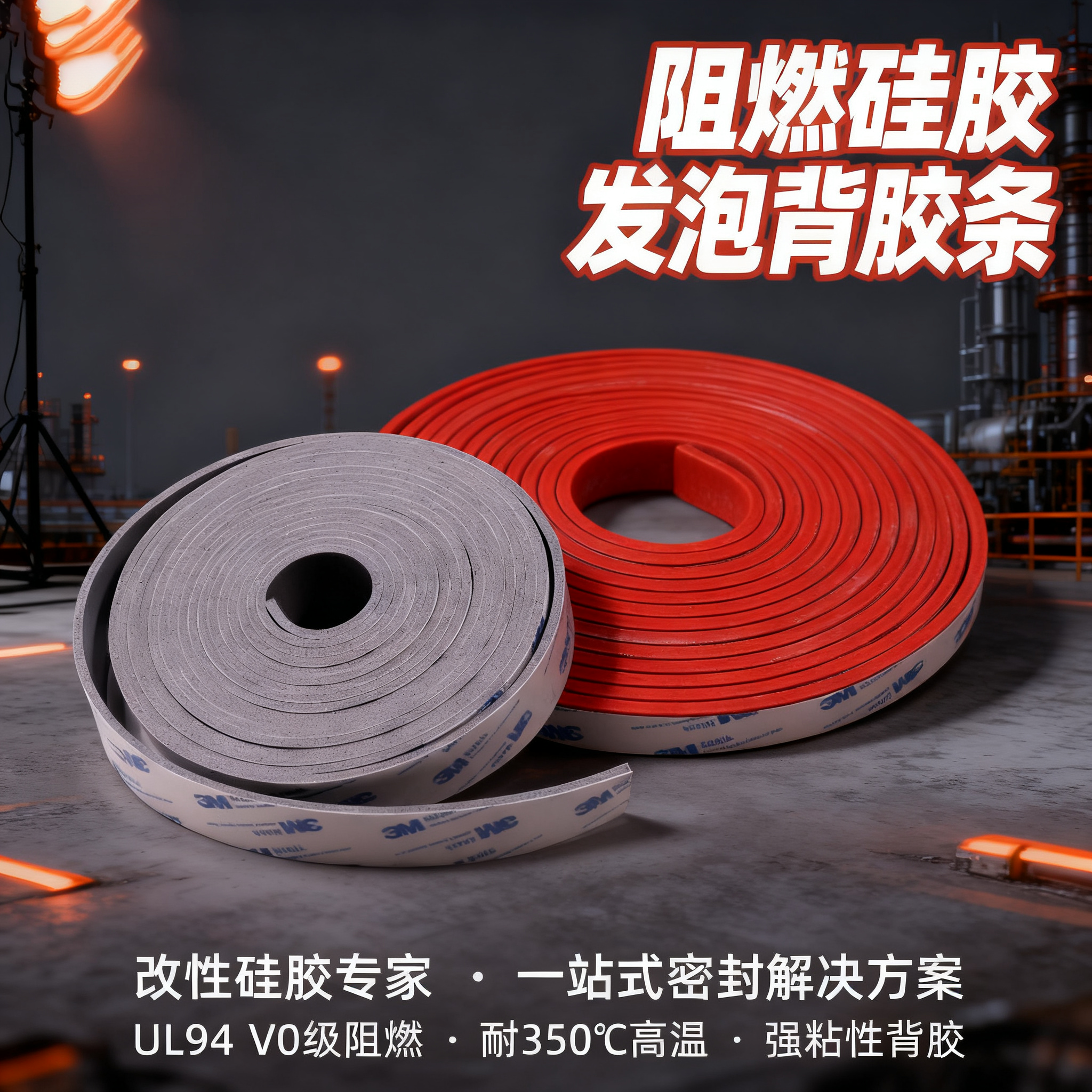 阻燃矽膠發（fā）泡背膠（jiāo）條